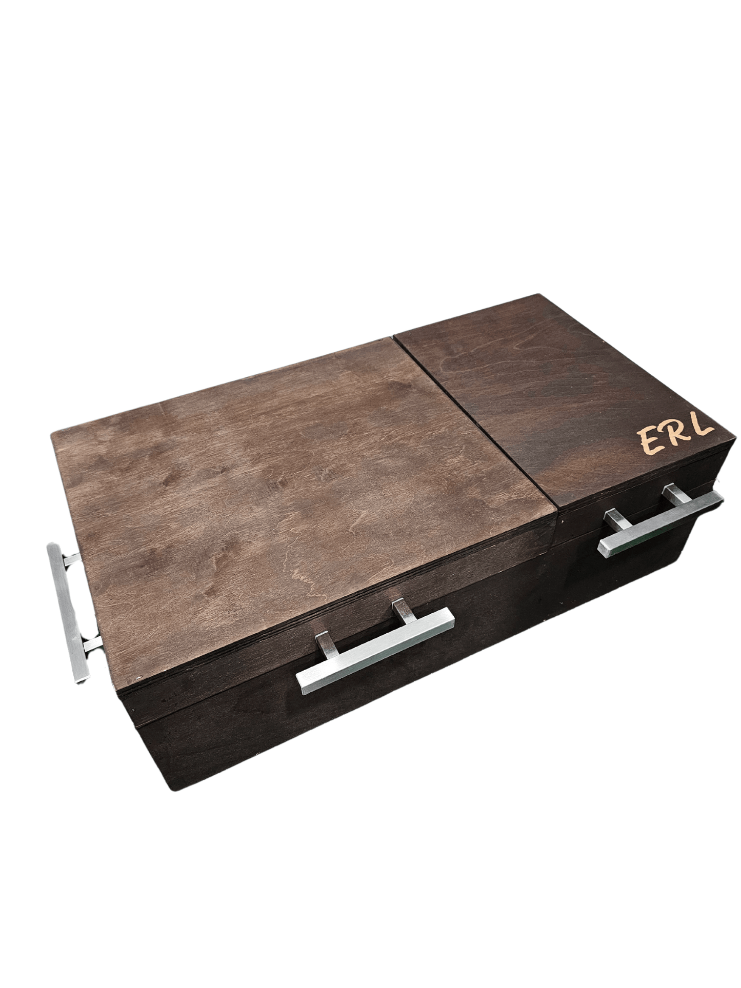 Caja de madera de doble inserto conocida como grill box