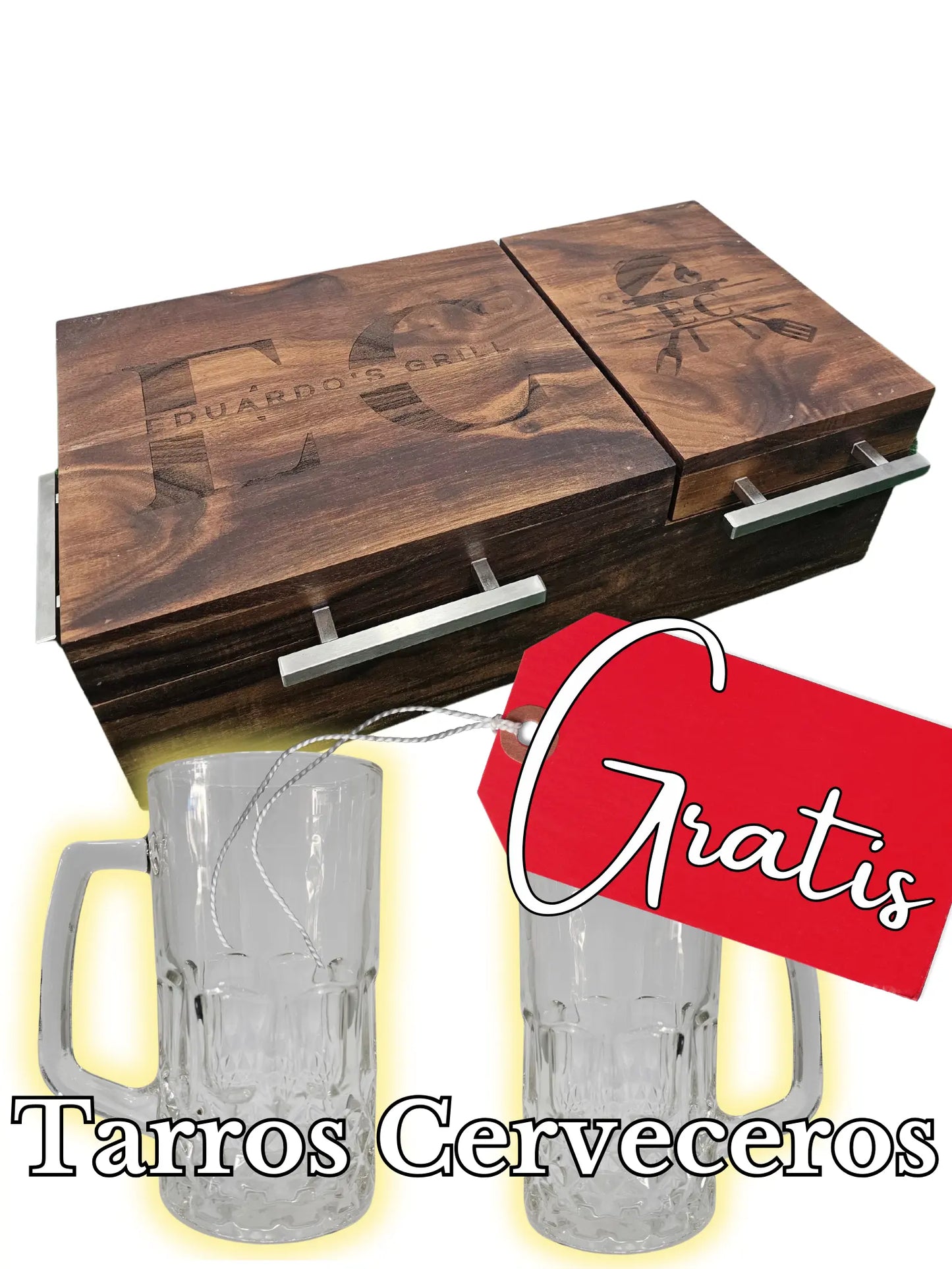 Caja Mega de Madera de Nogal para Carne Asada
