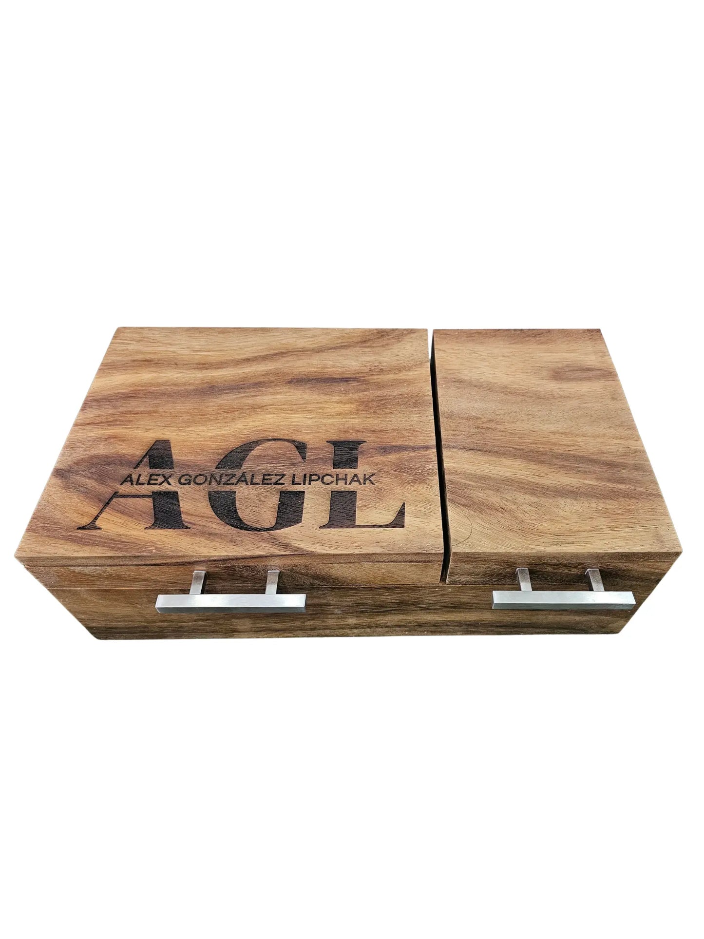 Caja parota sólida doble inserto 30x35x17 cm con tabla para carne asada y Grill Box