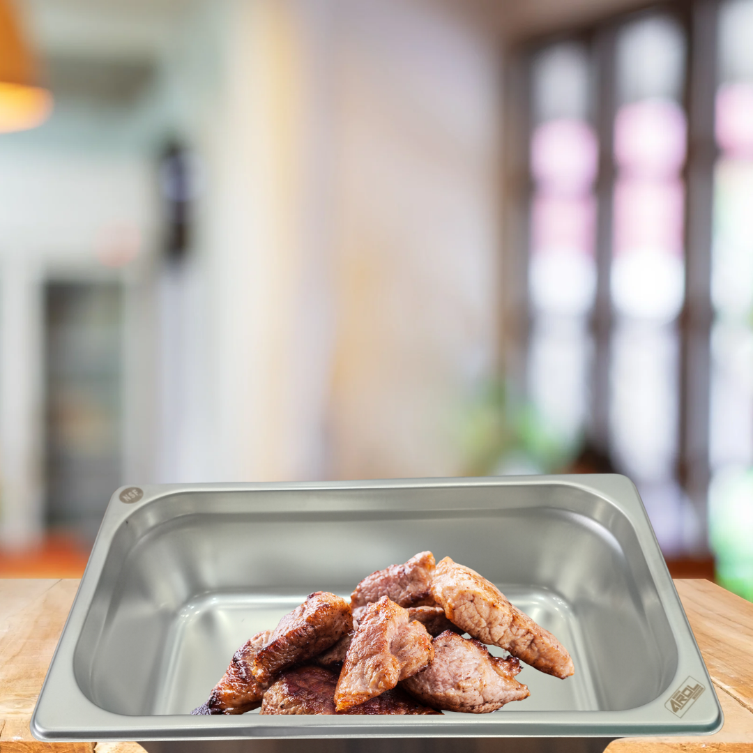 Inserto de acero inoxidable tercio x 10 cm para Practicaja carne asada y Grill Box