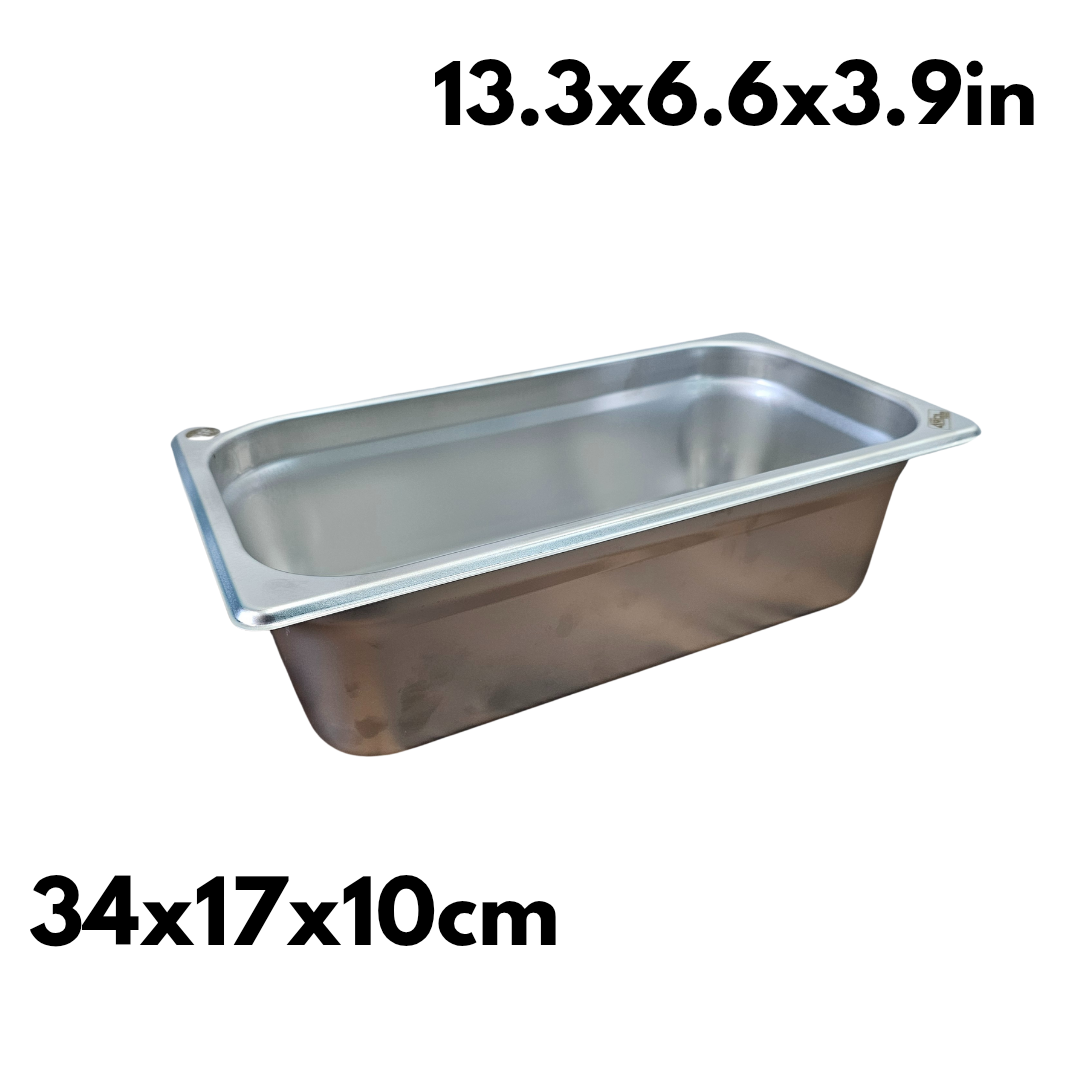 Inserto de acero inoxidable tercio x 10 cm para Practicaja carne asada y Grill Box