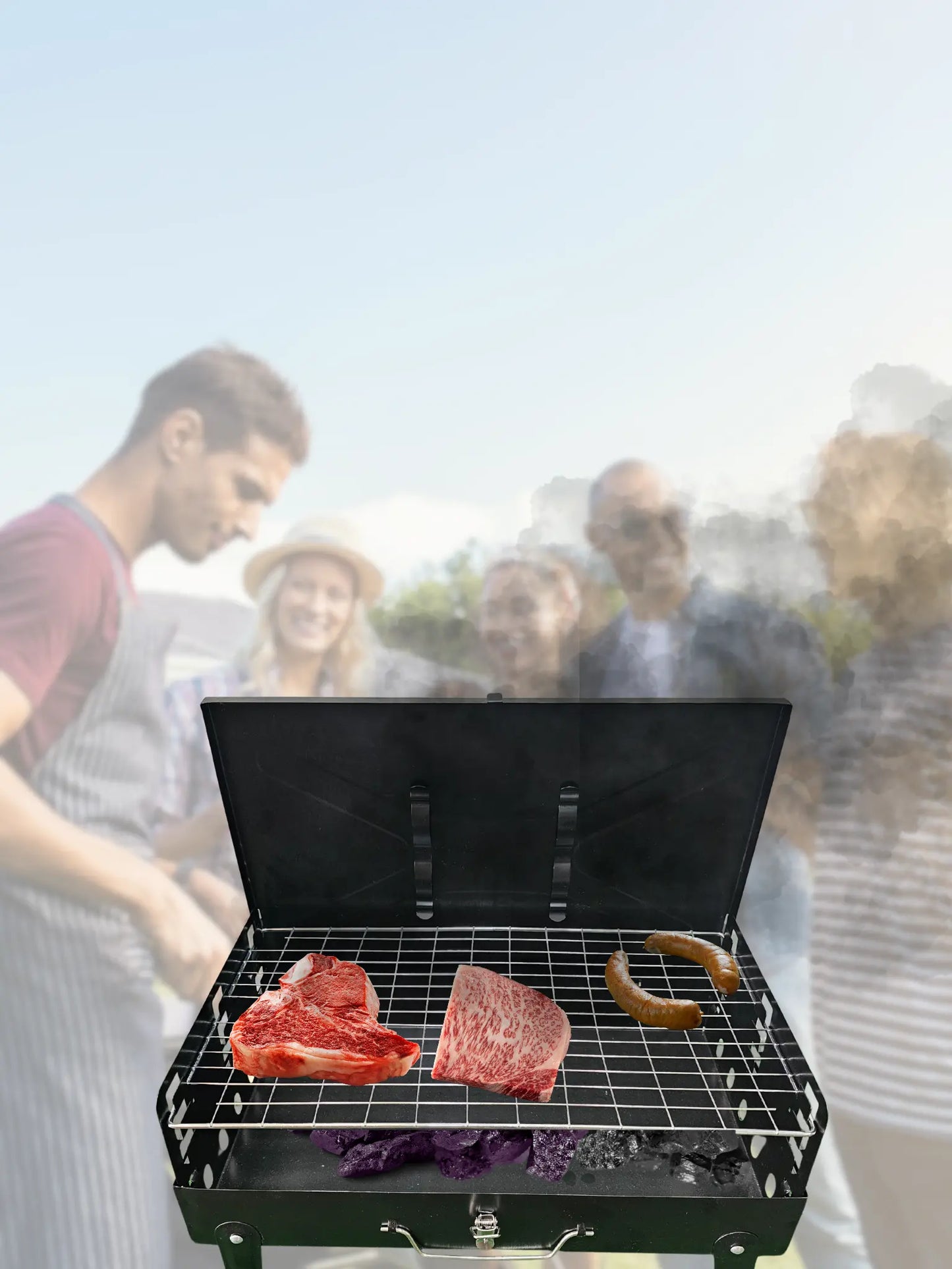 Asador Portátil de Acero para Carne Asada con Utensilios