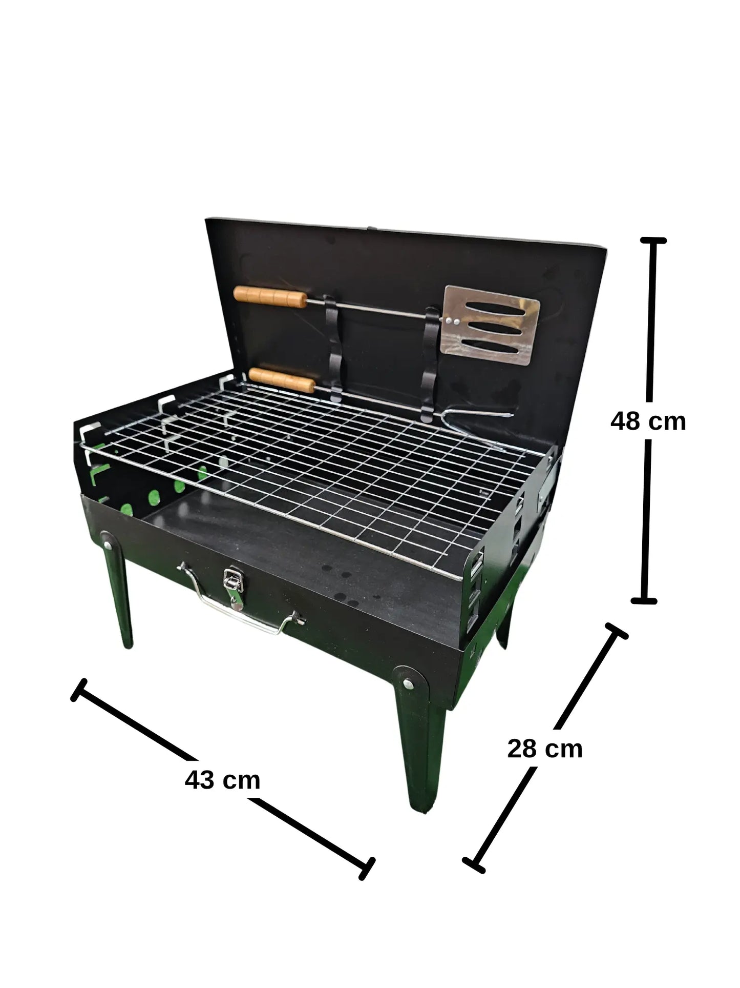 Asador Portátil de Acero para Carne Asada con Utensilios