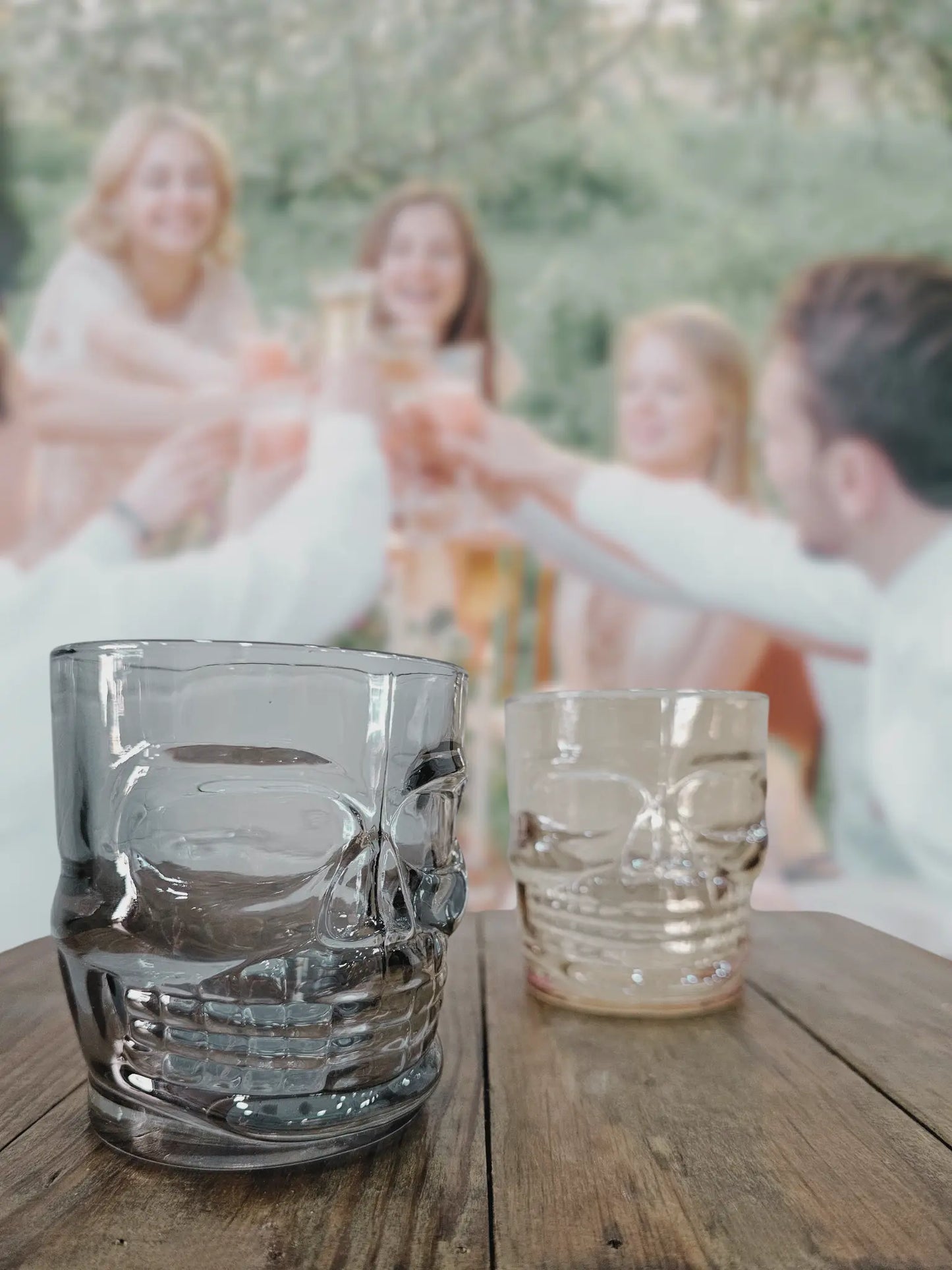 Vasos calavera 300 ml humo, ámbar y transparente para bebidas
