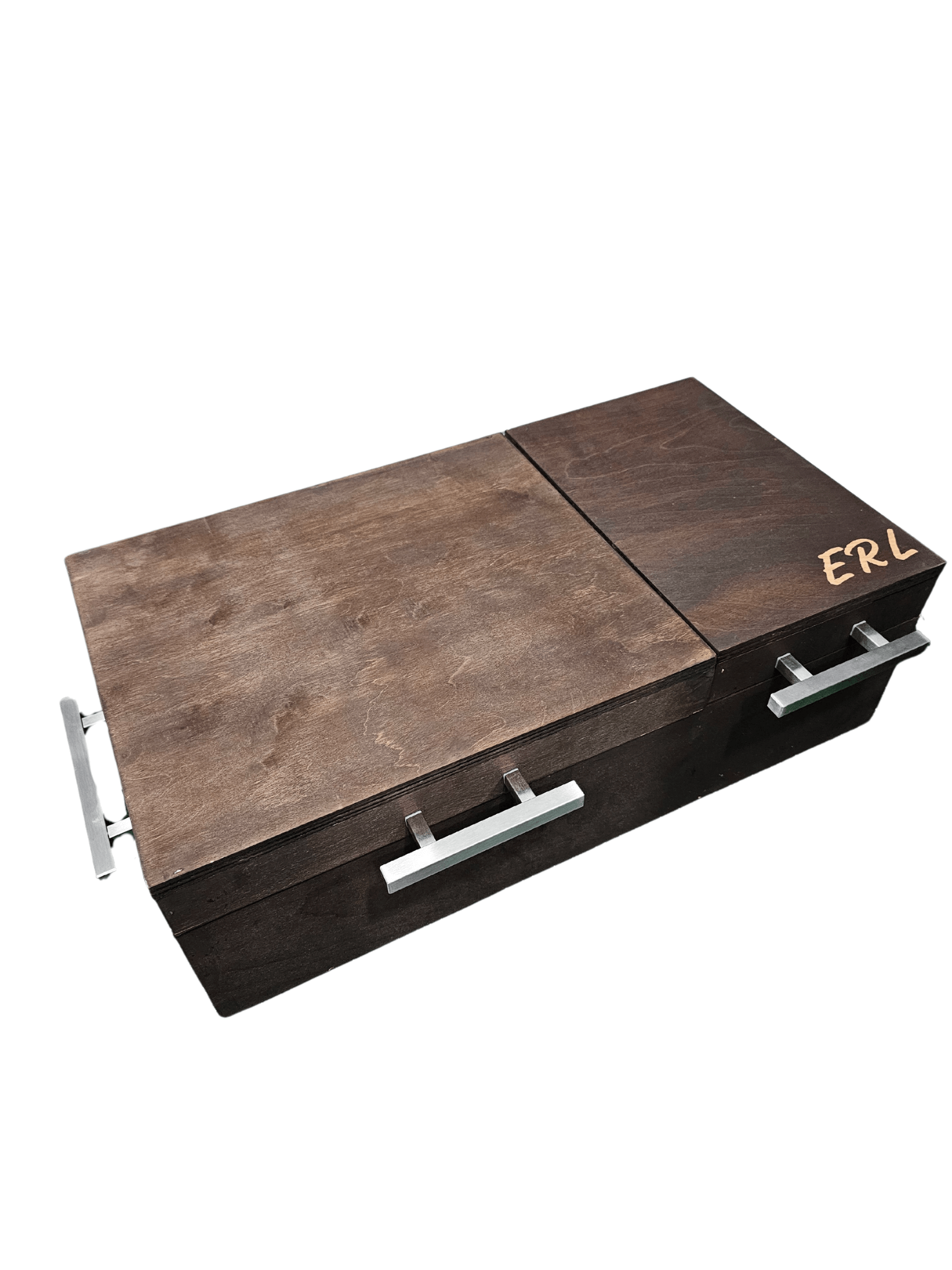 Caja de madera de doble inserto conocida como grill box