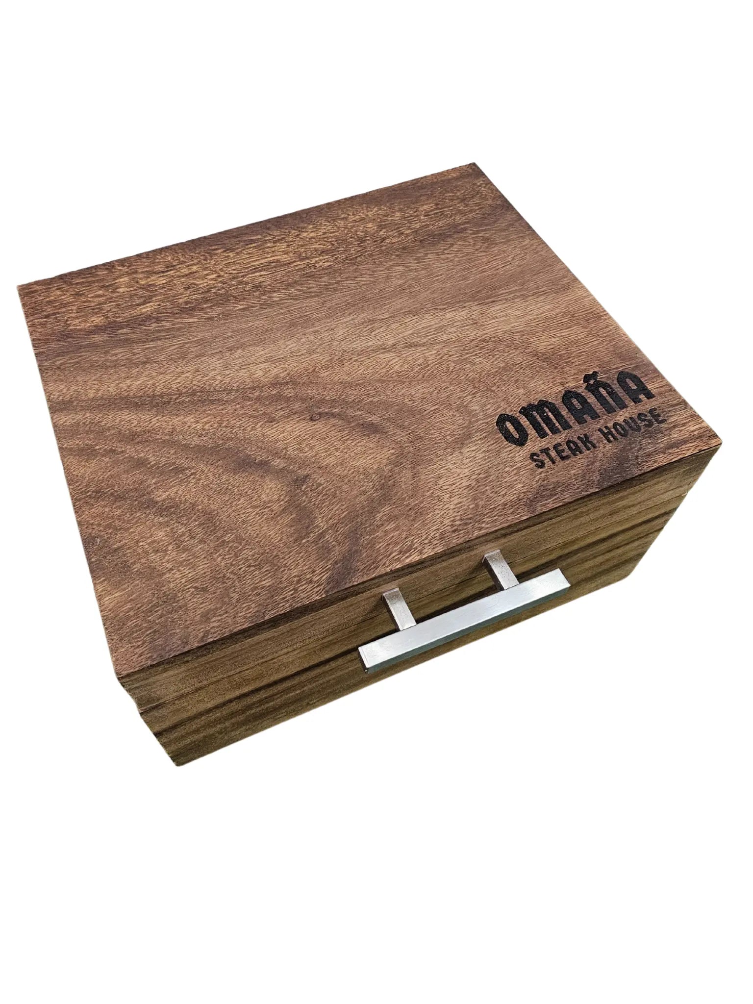 Caja parota sólida 30x35x17 cm con tabla para carne asada y Grill Box