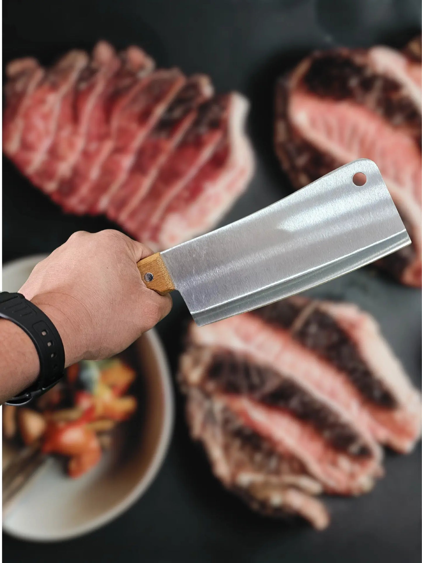 Hacha Cuadrada de Acero Inoxidable para Carne Asada