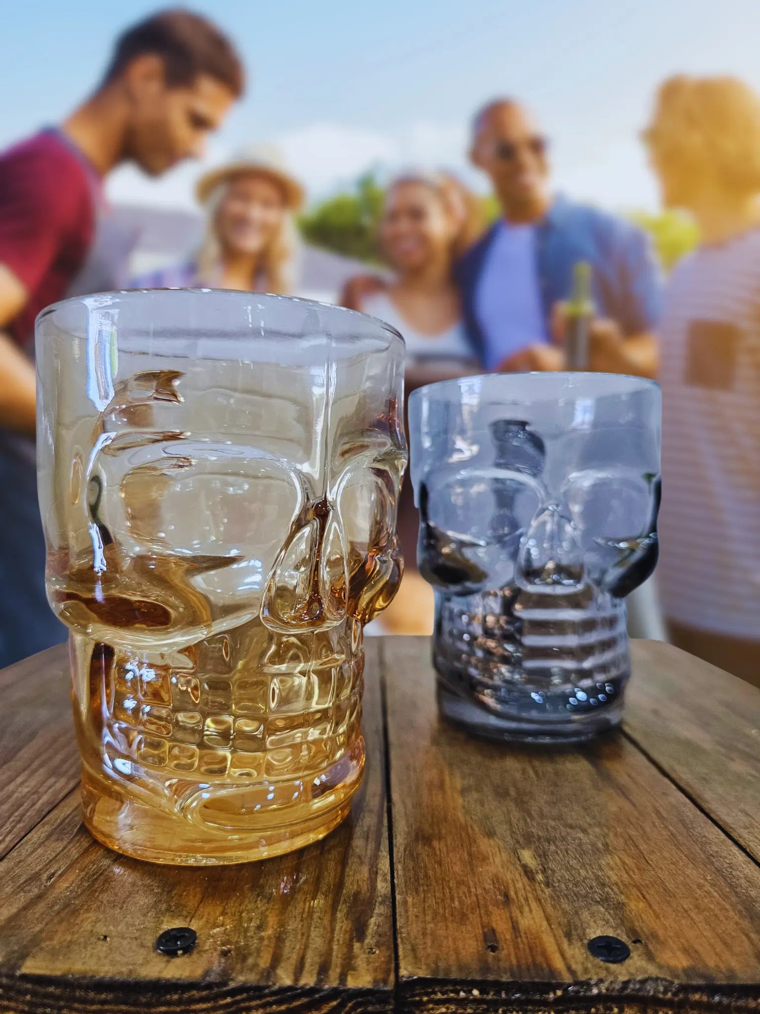 Tarros calavera 500 ml ámbar y humo para decoración